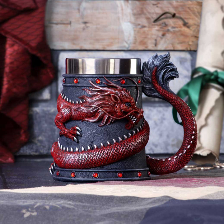 Dragon Coil Tankard Red 16cm - Alchem SoulNemesis Now