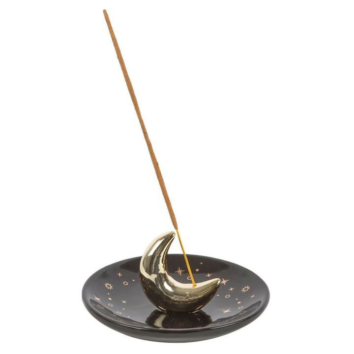 Gold Crescent Moon Incense Stick Holder - Alchem Soul
