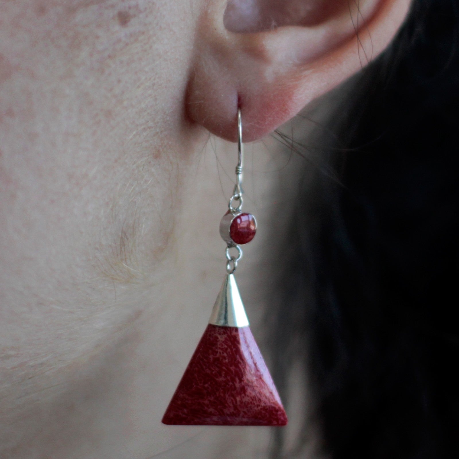 925 Silver Earrings - Triangle Double Drop - Alchem Soul