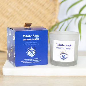 All Seeing Eye White Sage Crystal Chip Protection Candle - Alchem Soul