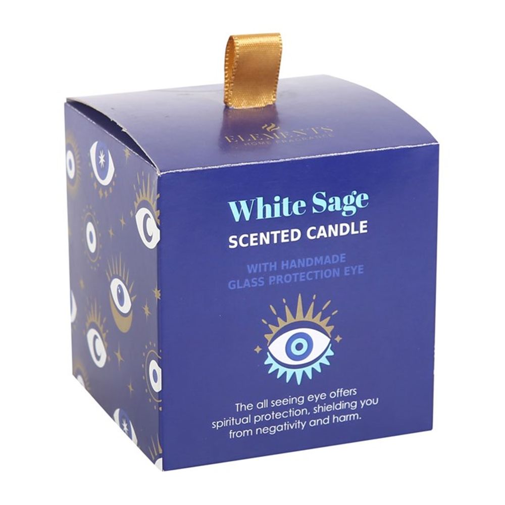 All Seeing Eye White Sage Crystal Chip Protection Candle - Alchem Soul