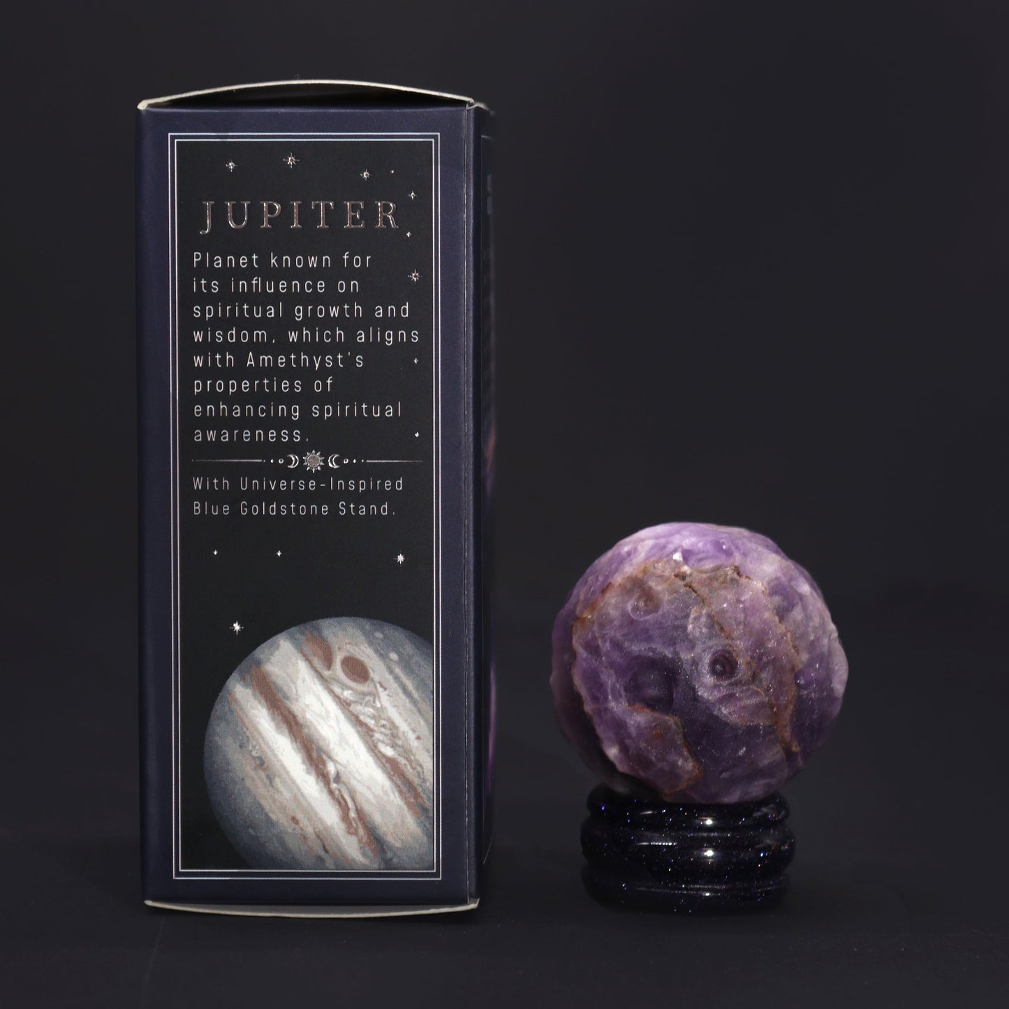 Amethyst Planet on a Sola Goldstone Stand (JUPITER) - Alchem Soul