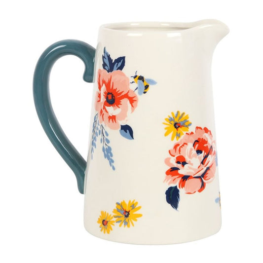 Bee - utiful Floral Ceramic Flower Jug - 17cm - Alchem Soul