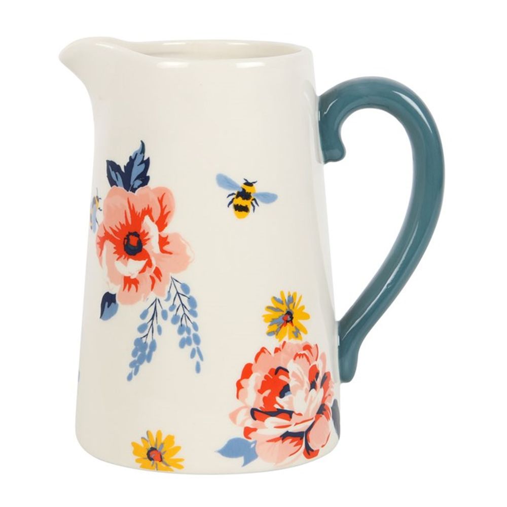 Bee - utiful Floral Ceramic Flower Jug - 17cm - Alchem Soul