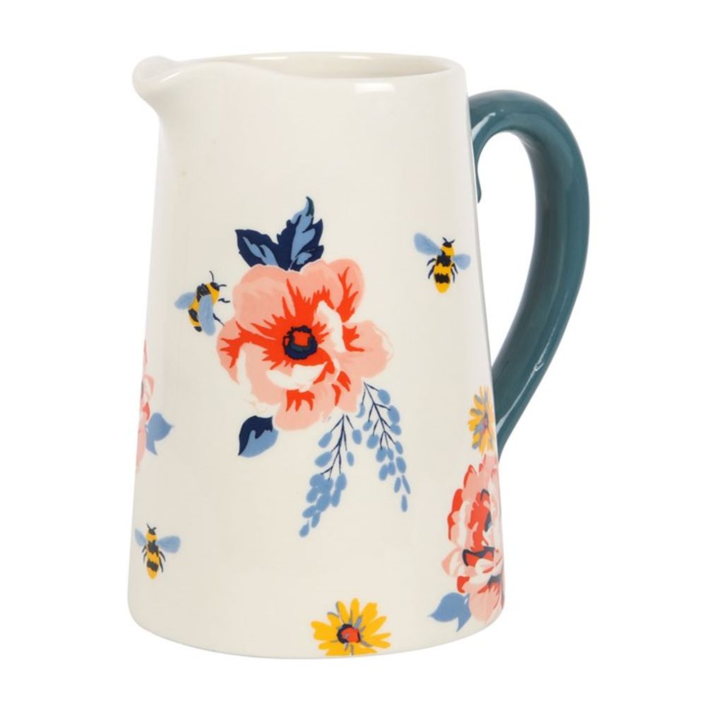 Bee - utiful Floral Ceramic Flower Jug - 17cm - Alchem Soul