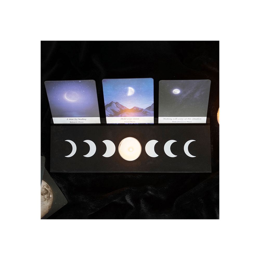 Black Moon Phase Tarot Card Stand Tealight Holder - Alchem Soul