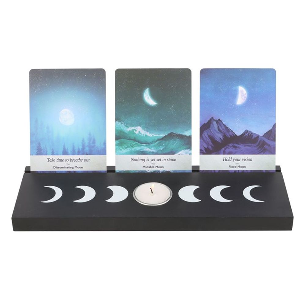 Black Moon Phase Tarot Card Stand Tealight Holder - Alchem Soul