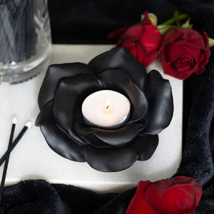 Black Rose Resin Tealight Candle Holder - Alchem Soul