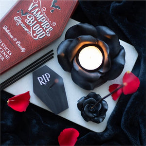 Black Rose Resin Tealight Candle Holder - Alchem Soul