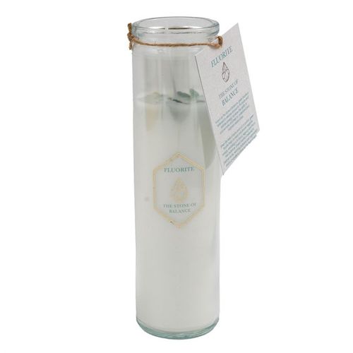Black Tea Vetiver Tube Candle with Green Flourite Crystals - Alchem Soul