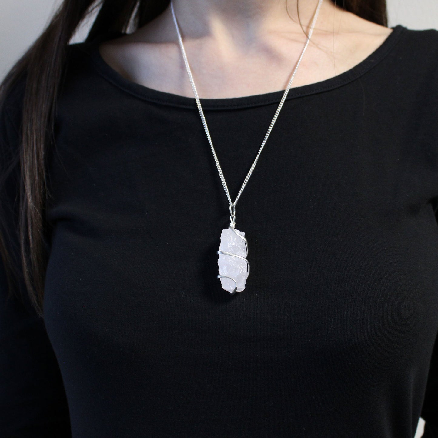 Cascade Wrapped Gemstone Necklace - Rough Opalite - Alchem Soul