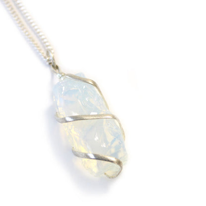 Cascade Wrapped Gemstone Necklace - Rough Opalite - Alchem Soul