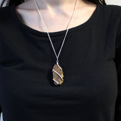 Cascade Wrapped Gemstone Necklace - Rough Tiger Eye - Alchem Soul