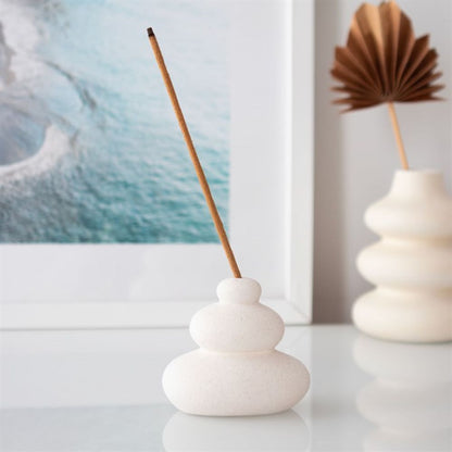 Cream Speckle Balancing Stones Incense Stick Holder - Alchem Soul