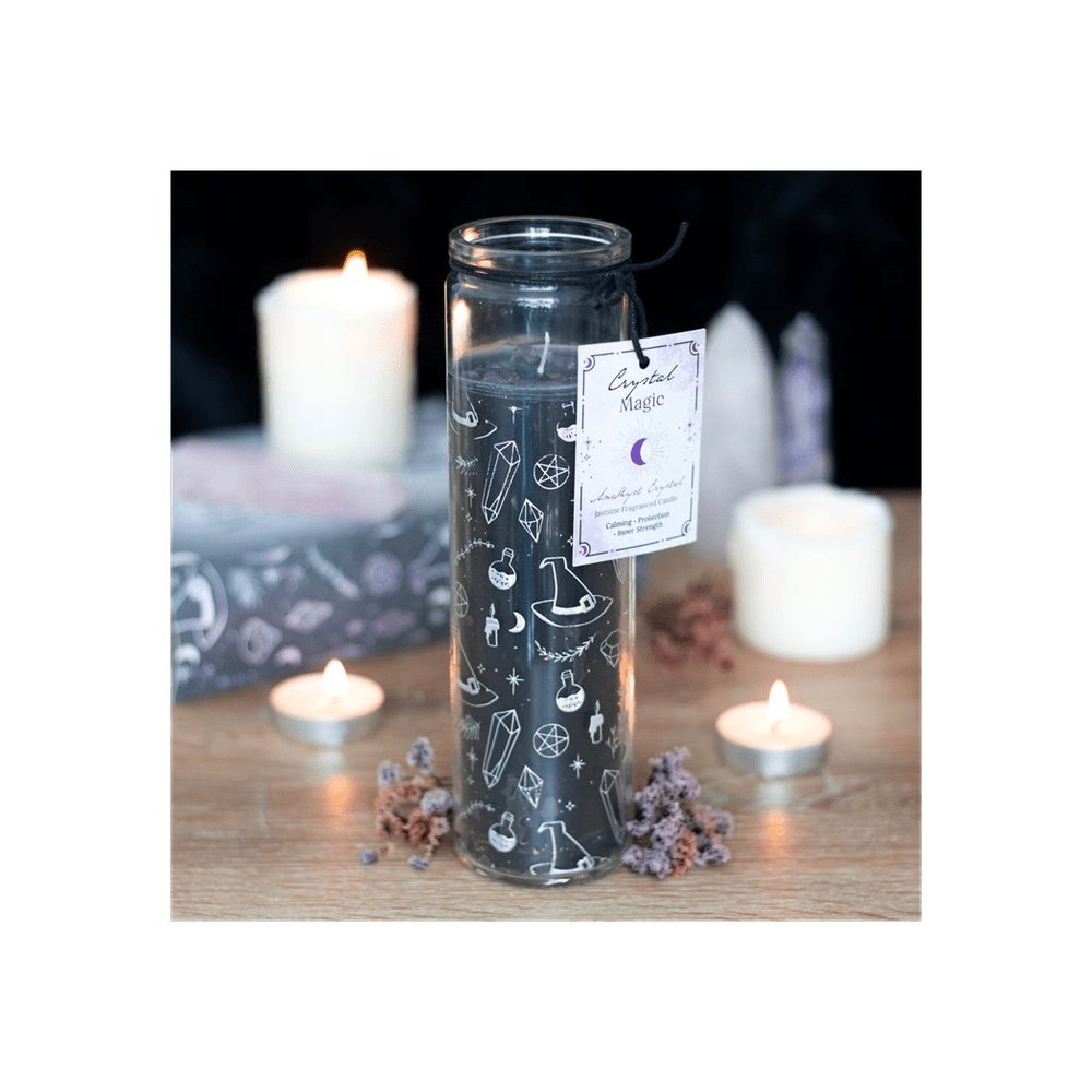 Crystal Witch Jasmine Tube Candle with Amethyst Chips - Alchem Soul