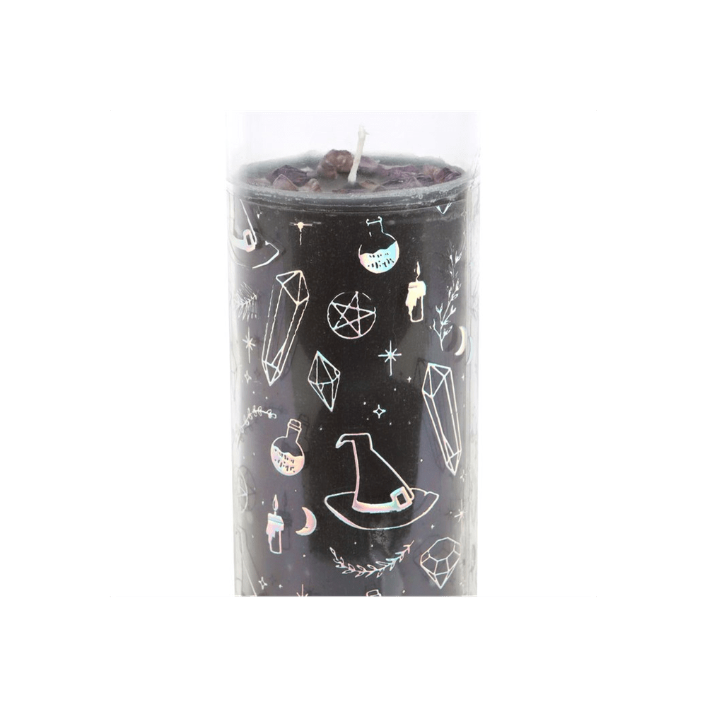 Crystal Witch Jasmine Tube Candle with Amethyst Chips - Alchem Soul