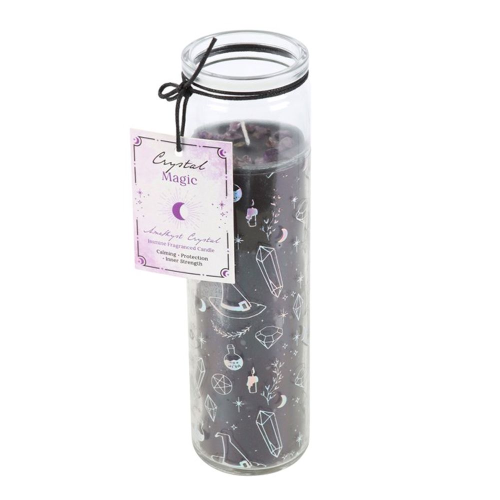 Crystal Witch Jasmine Tube Candle with Amethyst Chips - Alchem Soul