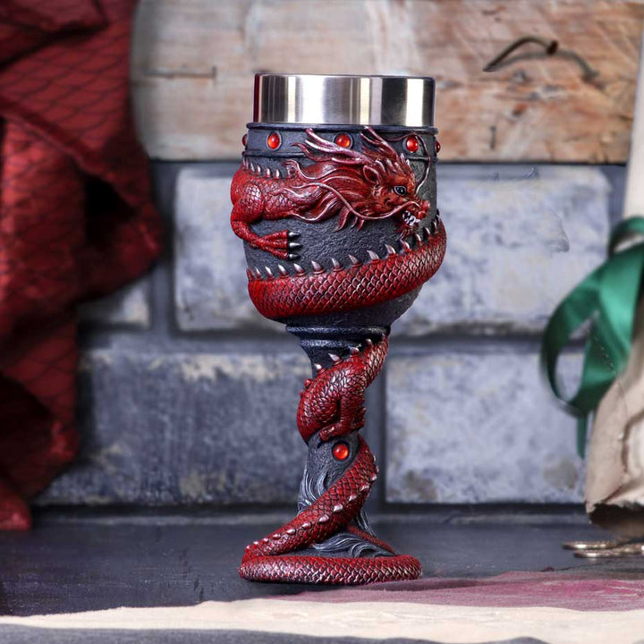 Dragon Coil Goblet Red 20cm - Alchem SoulNemesis Now