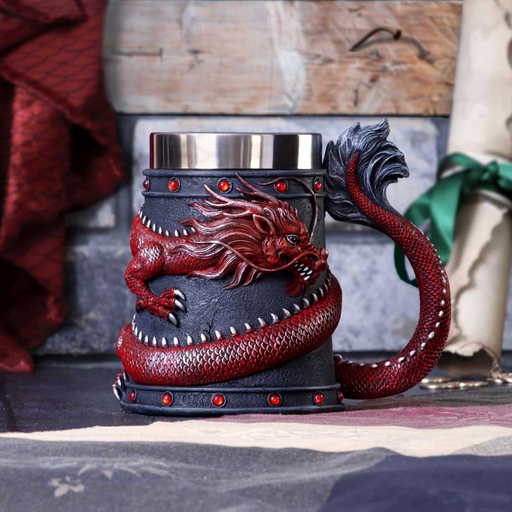 Dragon Coil Tankard Red 16cm - Alchem SoulNemesis Now