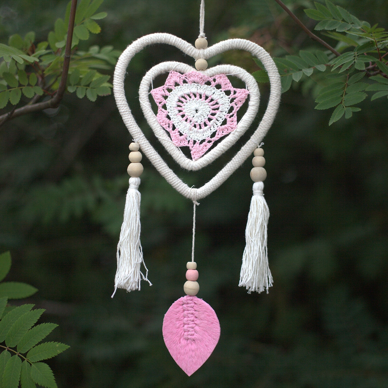 Dream Catcher - Medium Pink Heart in Heart - Alchem Soul