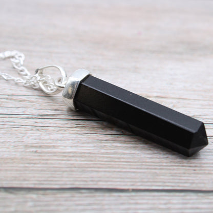 Gemstone Classic Point Pendant - Black Agate - Alchem Soul