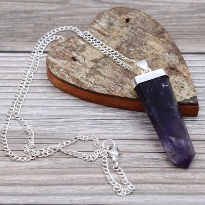 Gemstone Flat Pencil Pendant - Amethyst - Alchem Soul