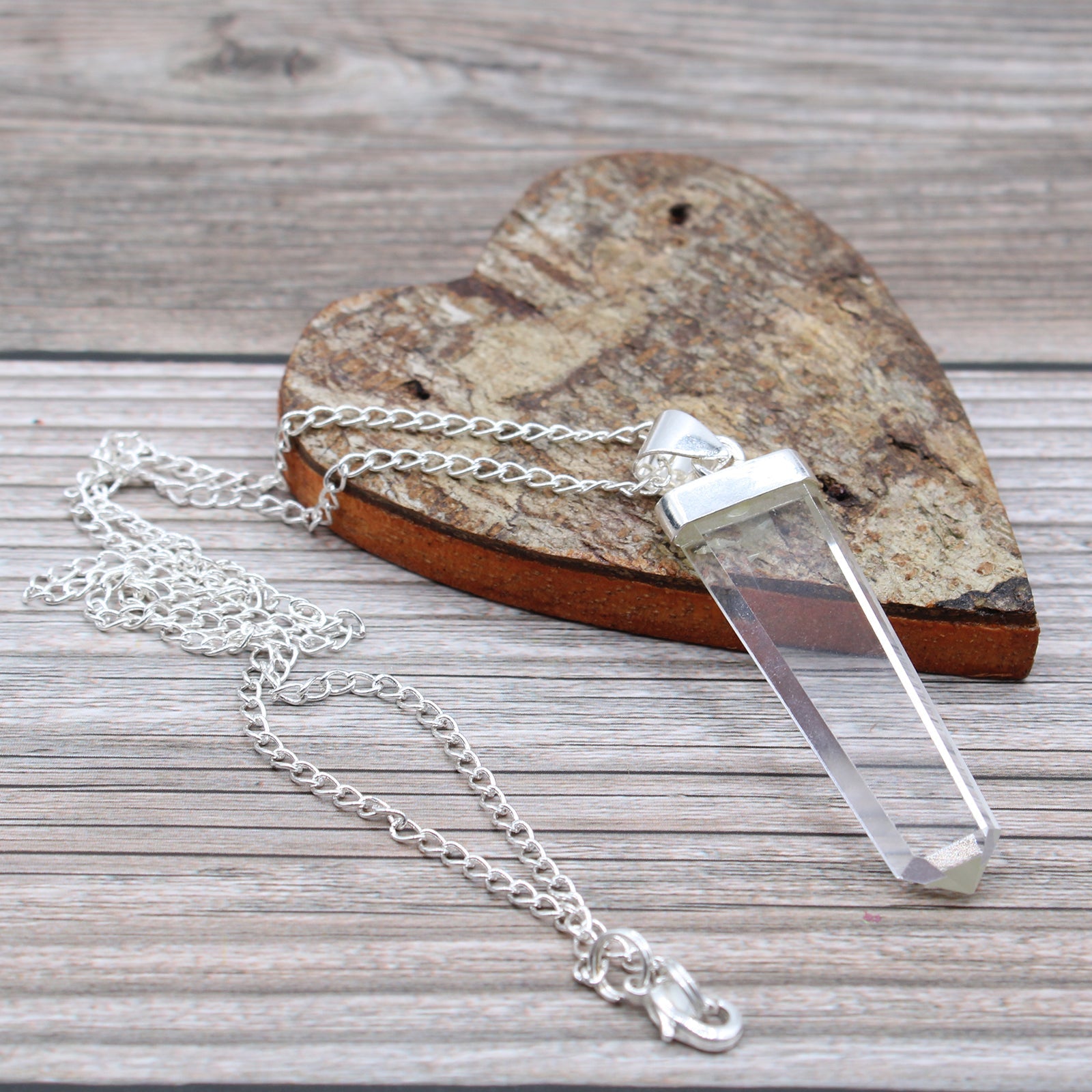 Gemstone Flat Pencil Pendant - Rock Quartz - Alchem Soul