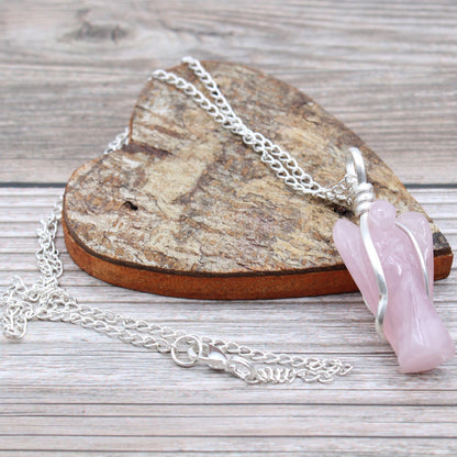 Gemstone Guardian Angel Pendant - Rose Quartz - Alchem Soul