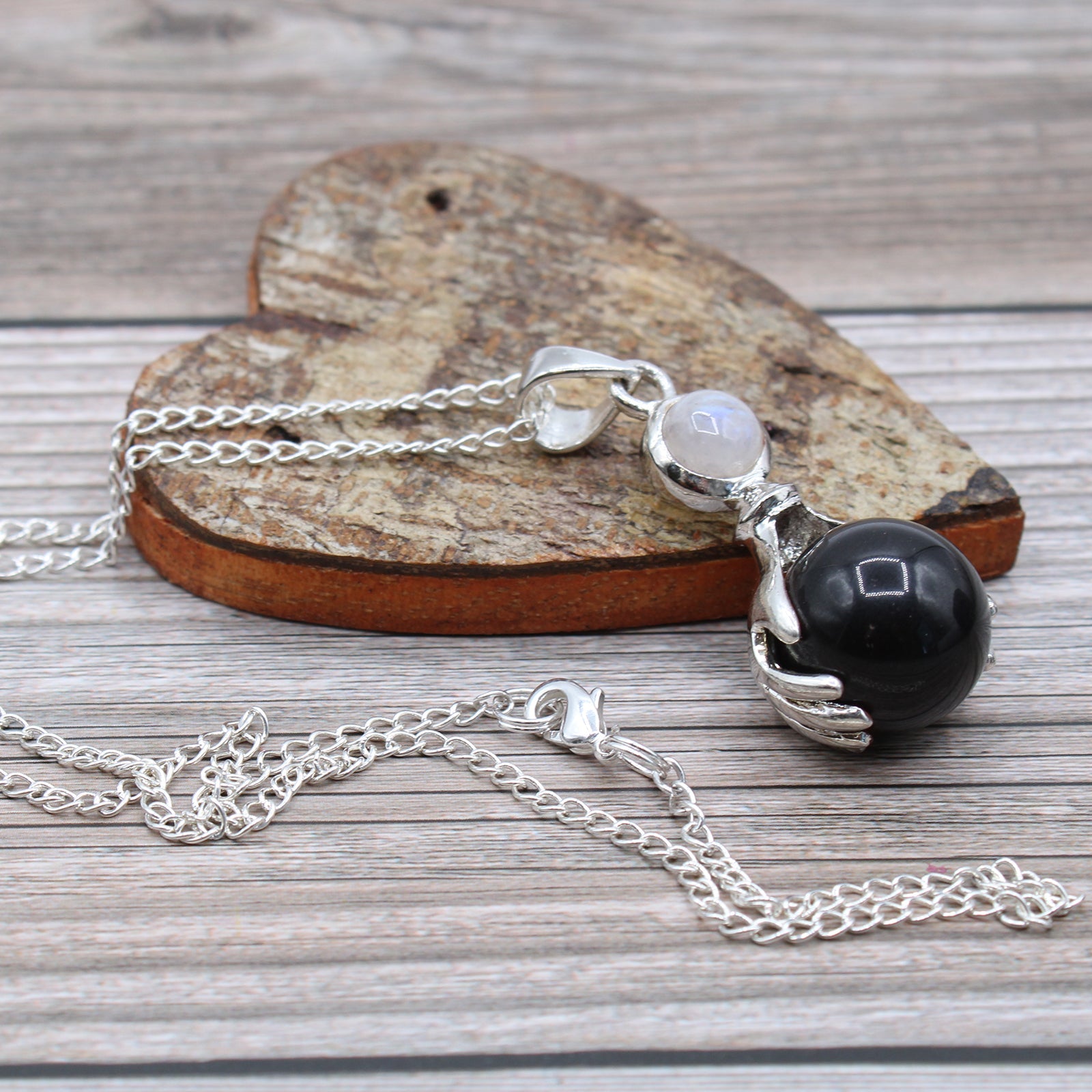 Gemstone Healing Hands Pendant - Black Agate - Alchem Soul