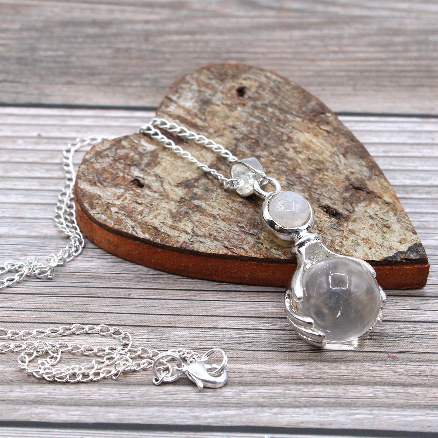 Gemstone Healing Hands Pendant - Rock Quartz - Alchem Soul