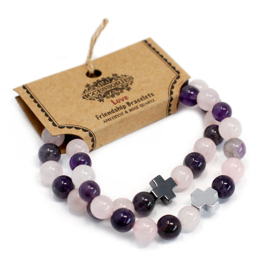 Gemstones Friendship Bracelets - Amethyst & Rose Quartz - Alchem Soul