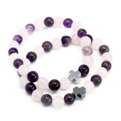 Gemstones Friendship Bracelets - Amethyst & Rose Quartz - Alchem Soul