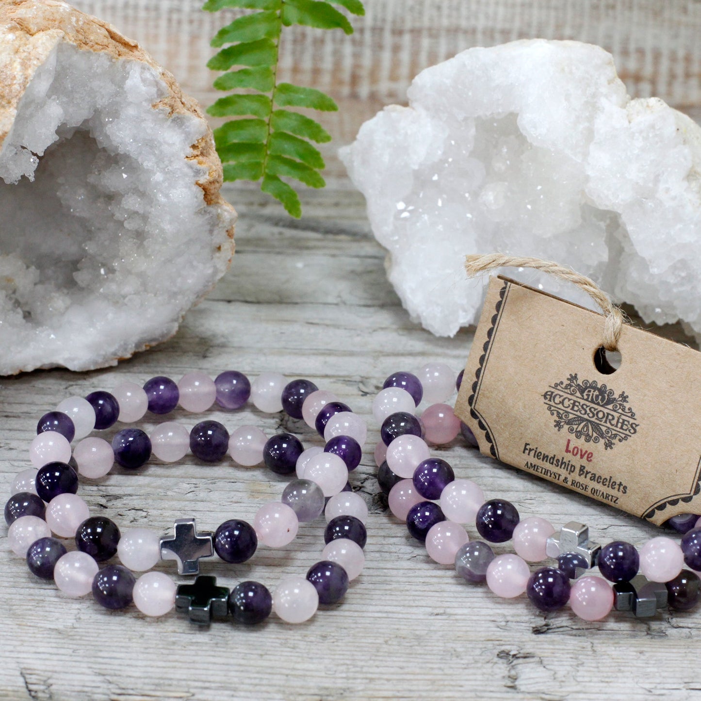 Gemstones Friendship Bracelets - Amethyst & Rose Quartz - Alchem Soul