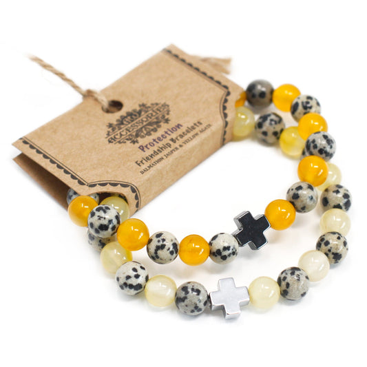 Gemstones Friendship Bracelets - Dalmation Jasper & Yellow Agate - Alchem Soul