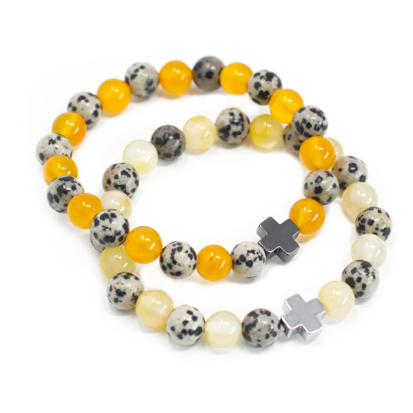 Gemstones Friendship Bracelets - Dalmation Jasper & Yellow Agate - Alchem Soul