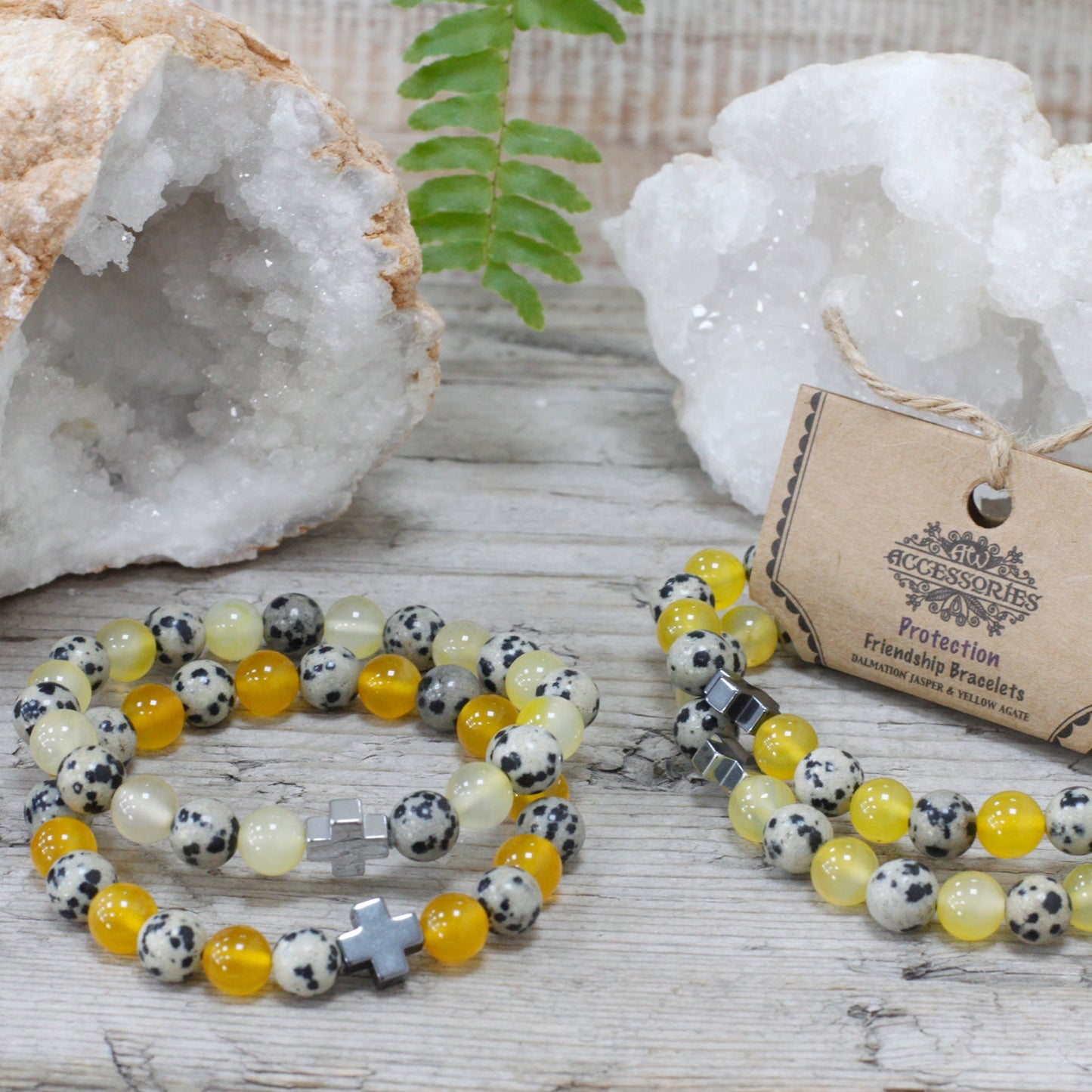 Gemstones Friendship Bracelets - Dalmation Jasper & Yellow Agate - Alchem Soul