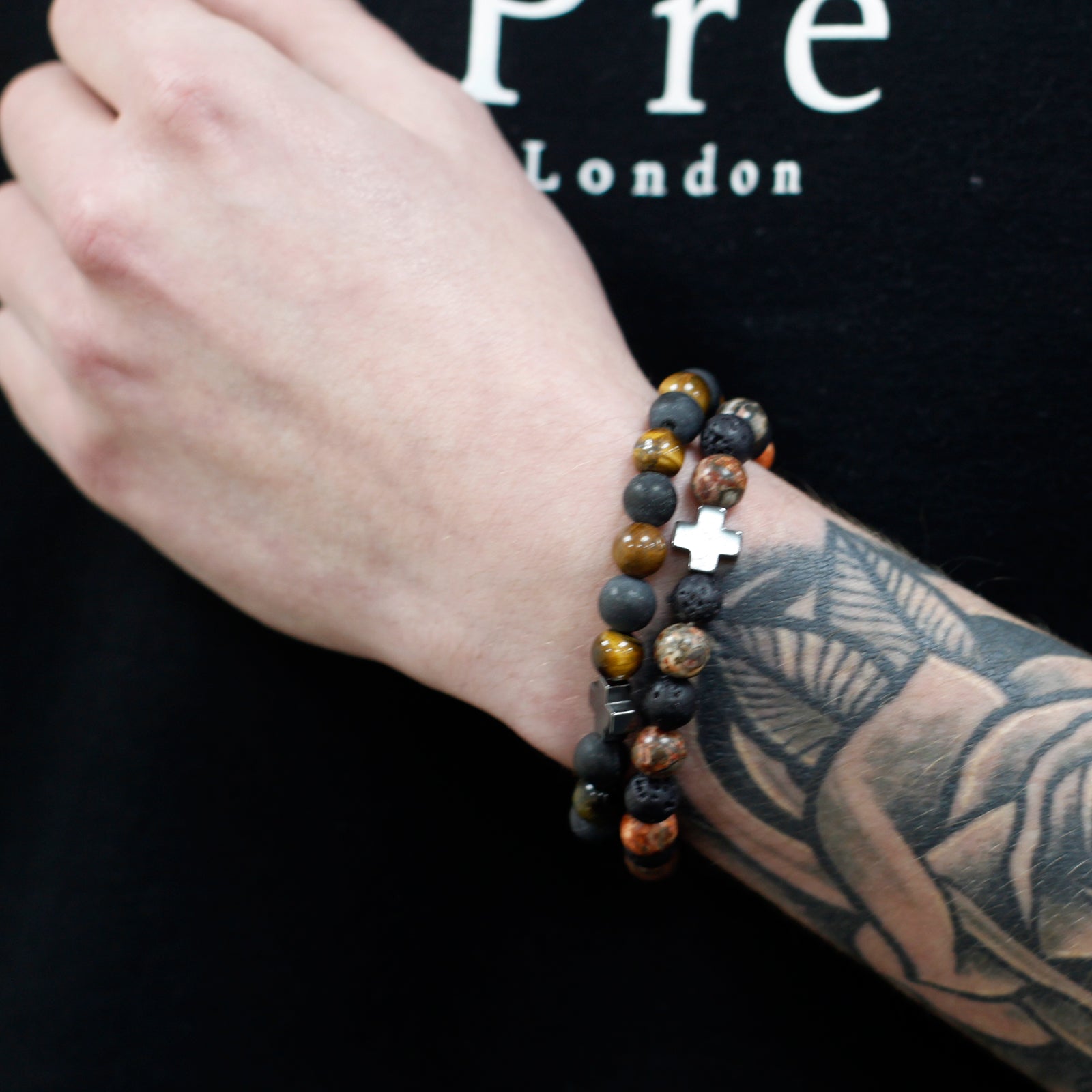 Gemstones Friendship Bracelets - Eternity - Leopard Skin Jasper & Lava Stone - Alchem Soul