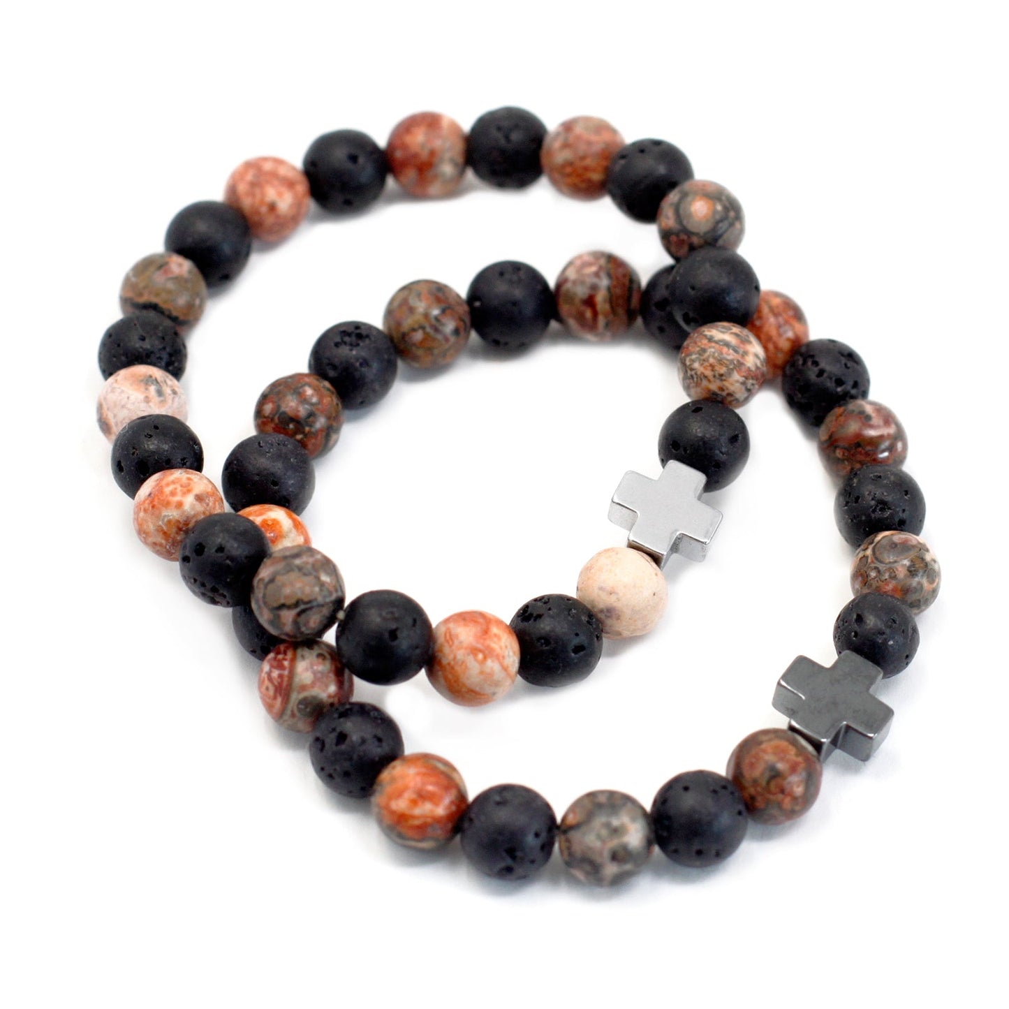 Gemstones Friendship Bracelets - Eternity - Leopard Skin Jasper & Lava Stone - Alchem Soul