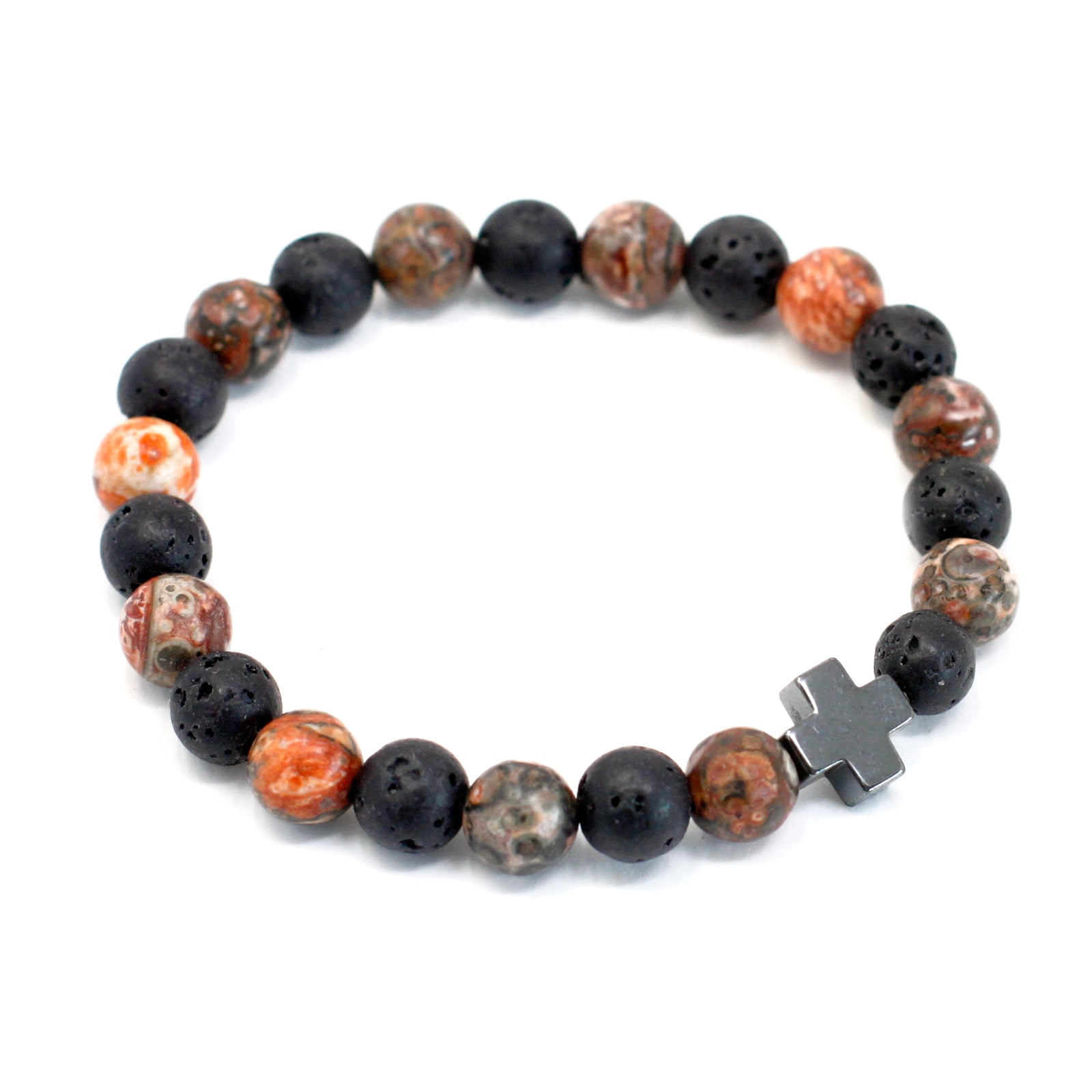 Gemstones Friendship Bracelets - Eternity - Leopard Skin Jasper & Lava Stone - Alchem Soul