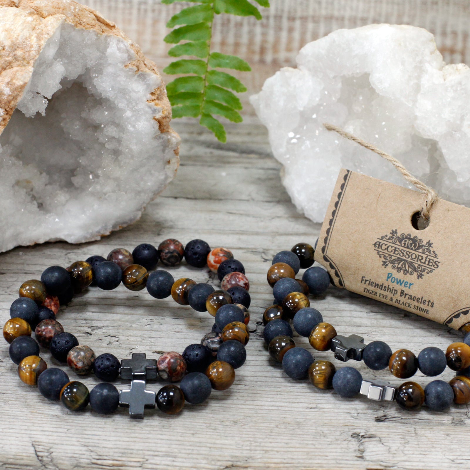 Gemstones Friendship Bracelets - Tiger Eye &amp; Black Stone - Alchem Soul