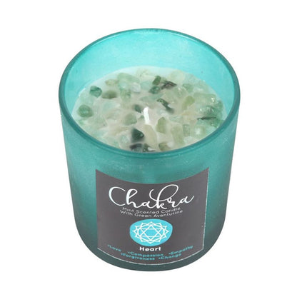 Heart Chakra Mint Crystal Chip Candle - Alchem Soul