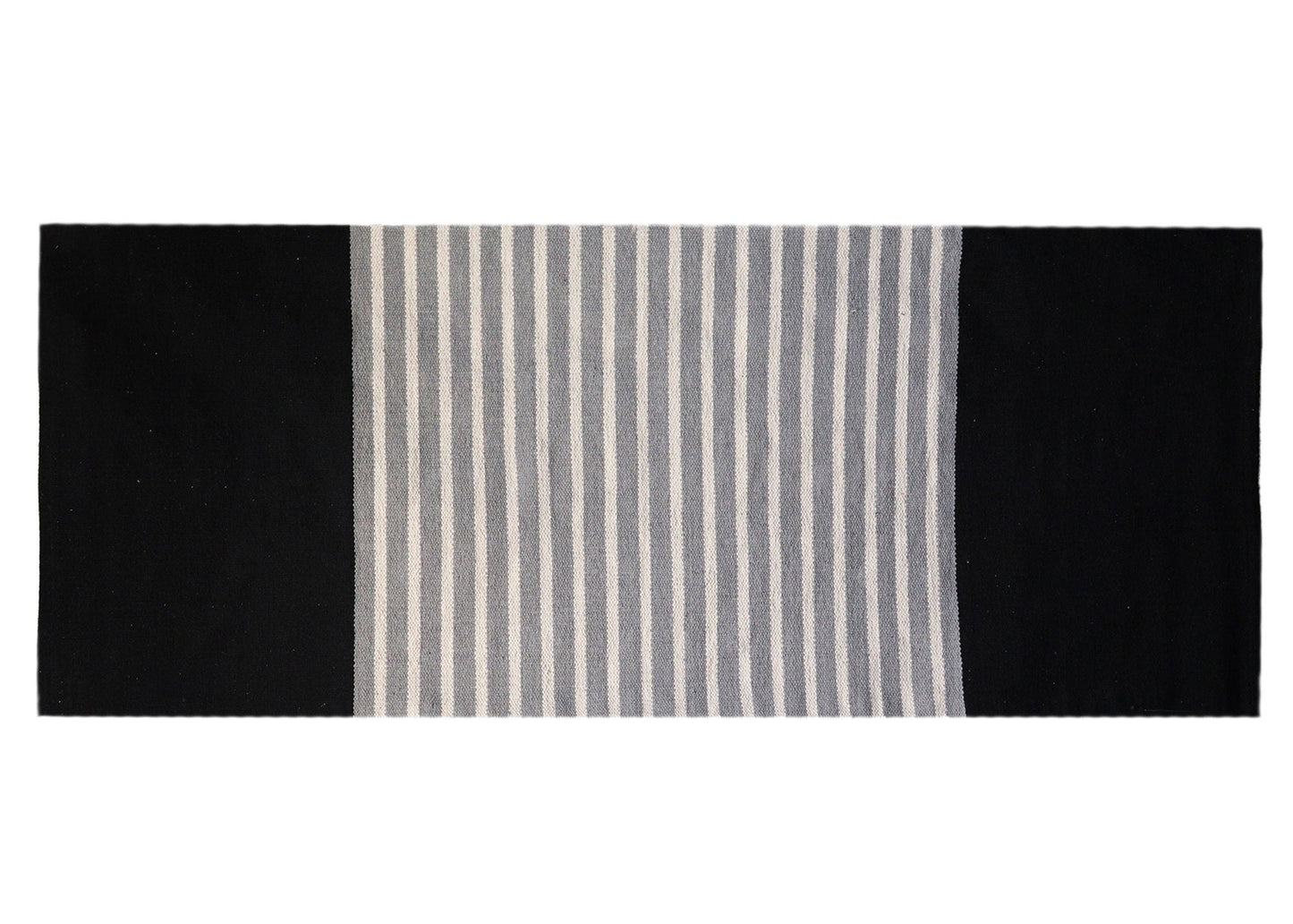 Indian Cotton Rug - 70x170cm - Black / Grey - Alchem Soul