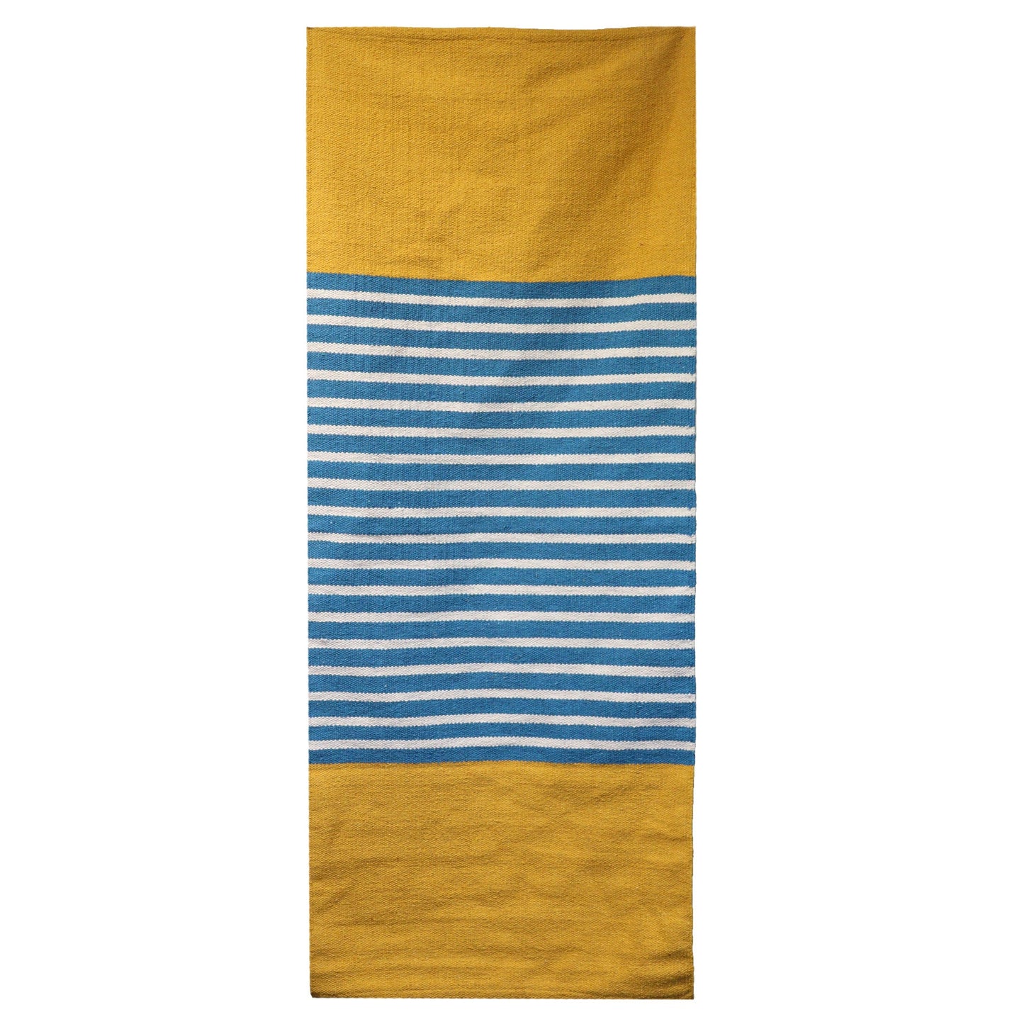 Indian Cotton Rug - 70x170cm - Yellow/ Blue - Alchem Soul