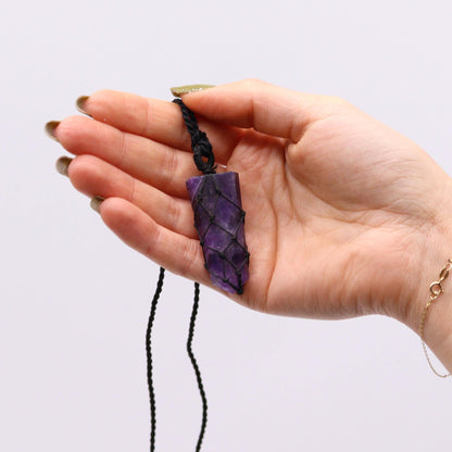 Laced Gemstone Flat Point Pendant - Amethyst - Alchem Soul