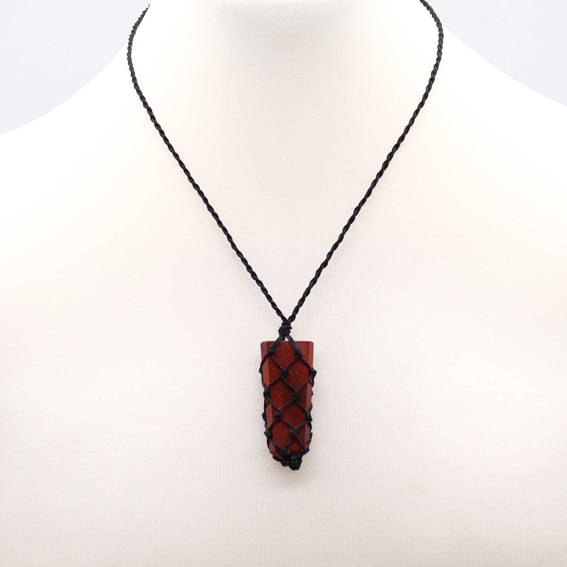 Laced Gemstone Flat Point Pendant - Red Jasper - Alchem Soul