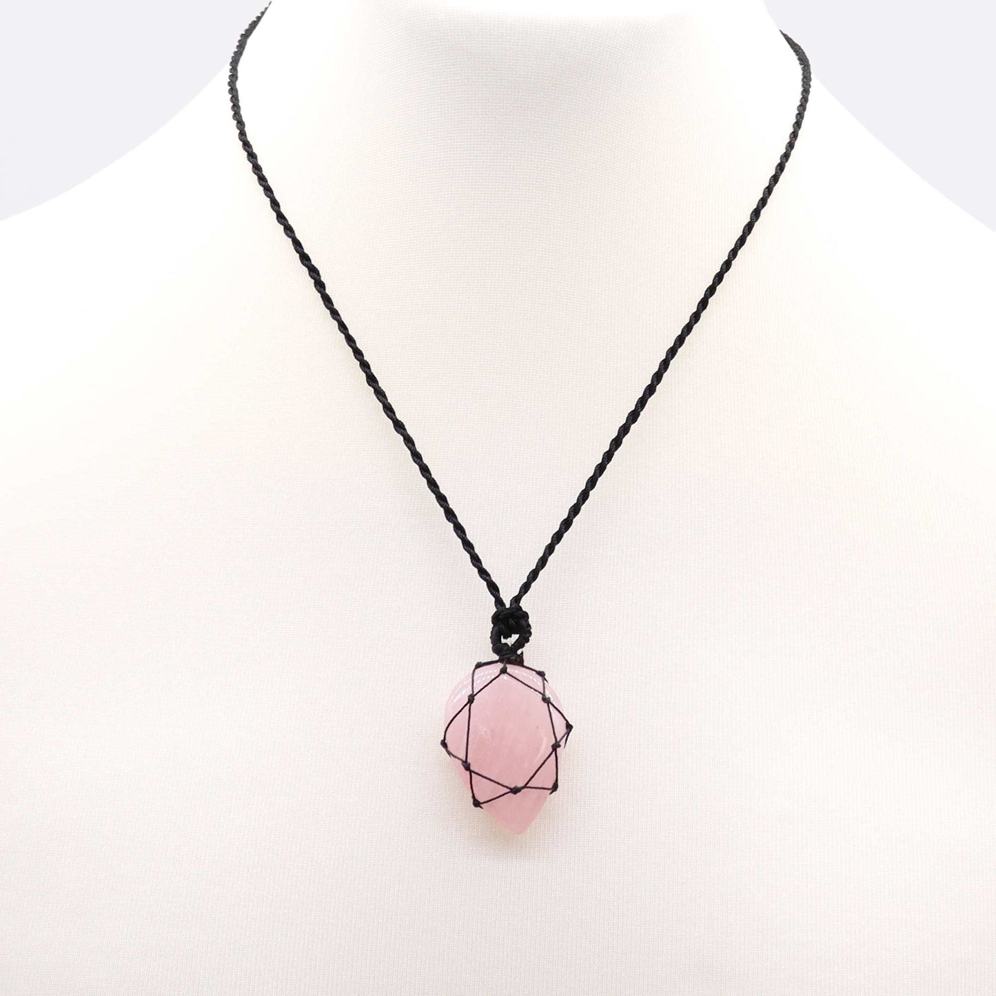 Laced Gemstone Teardrop Pendant - Rose Quartz - Alchem Soul