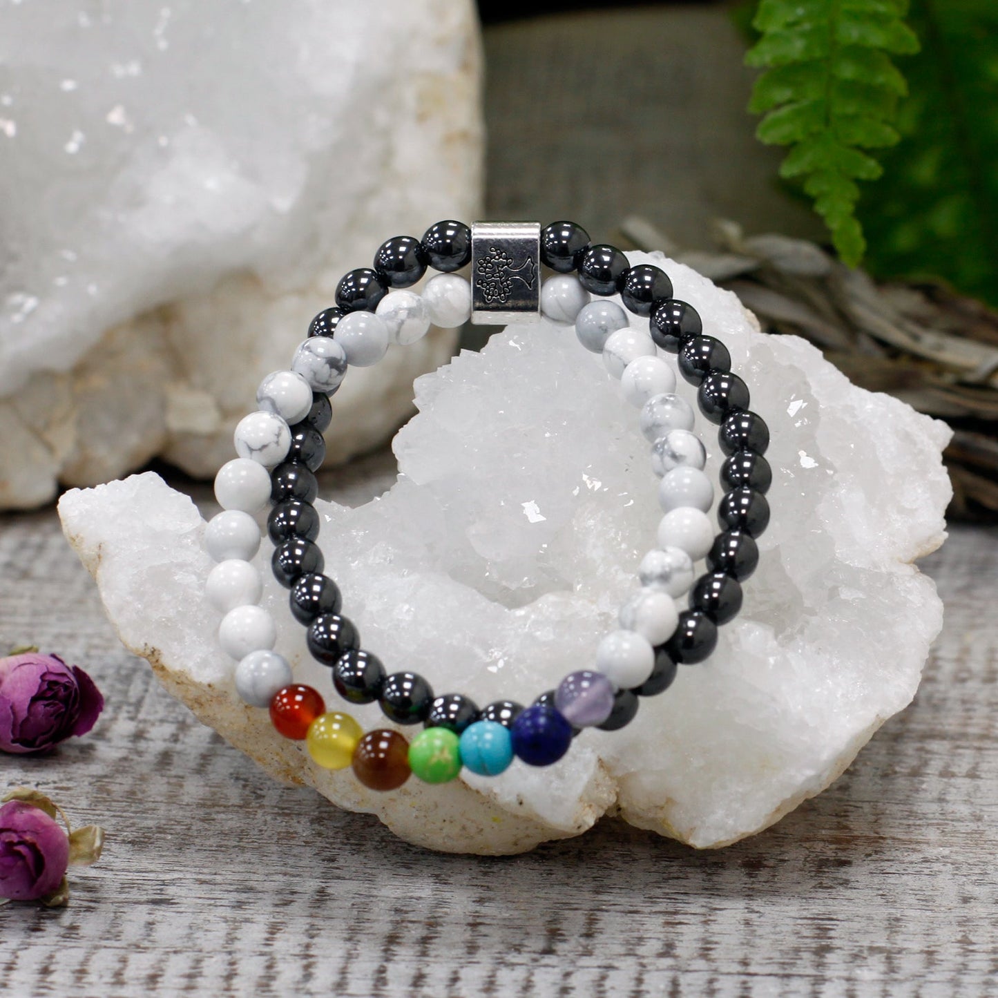 Magnetic Gemstone Bracelet - White Howlite Chakra - Alchem Soul