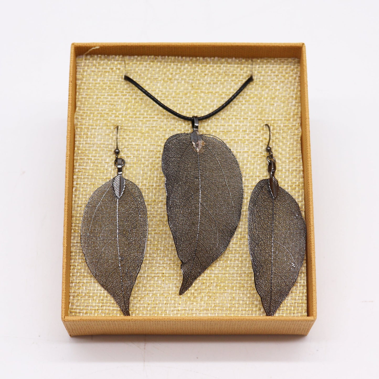 Necklace & Earring Set - Bravery Leaf - Pewter - Alchem Soul