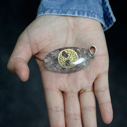 Orgonite Power Pendant - 7 Stone Chakra Oval with Tree - Alchem Soul