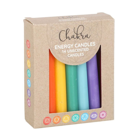 Pack of 14 Unscented Chakra Energy Candles - Alchem Soul